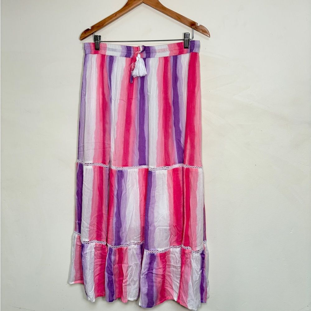 Bohemian Gypsy Blu Pastel Ombre Pleated Skirt‎ - Size M